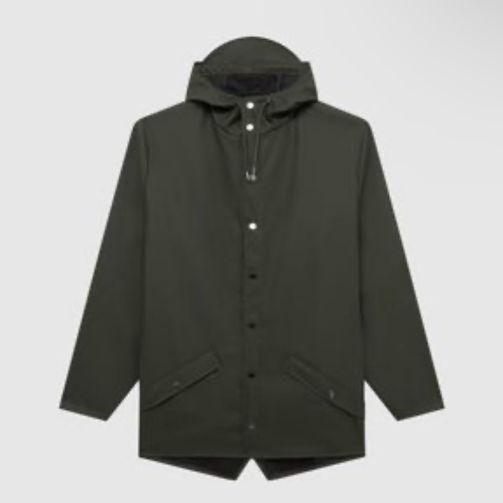 NWT Rains Unisex Drawstring - Hood Buttoned Rain Jacket